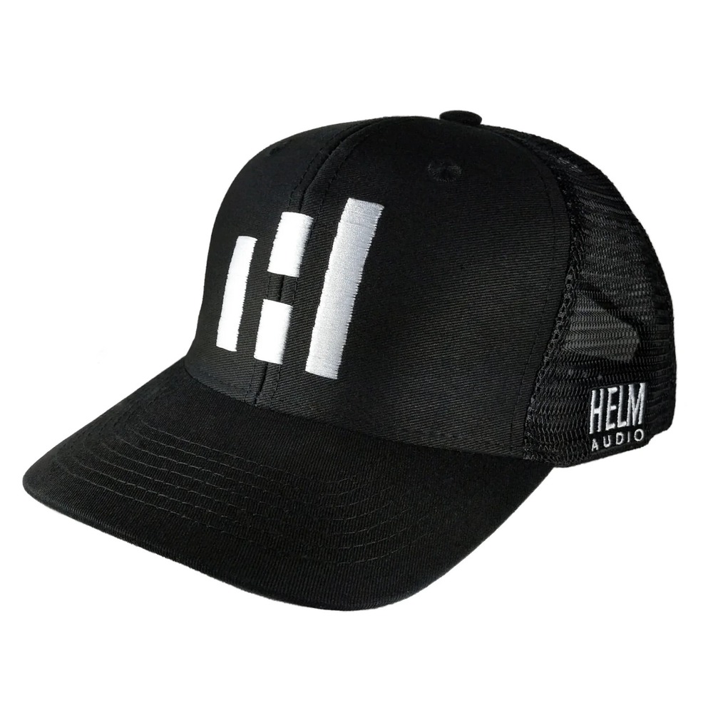 Helm Audio Hat Logo Cap Black Embroidered Mesh‎ Snapback Adjustablee